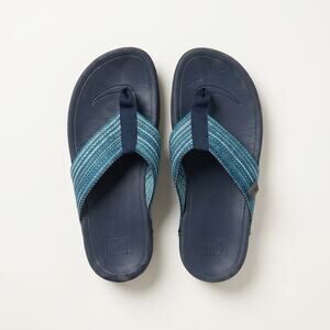 FitFlop Womens 9 Coastal Vacation Nautical Surfa Webbing Toe Post Wedge Sandal